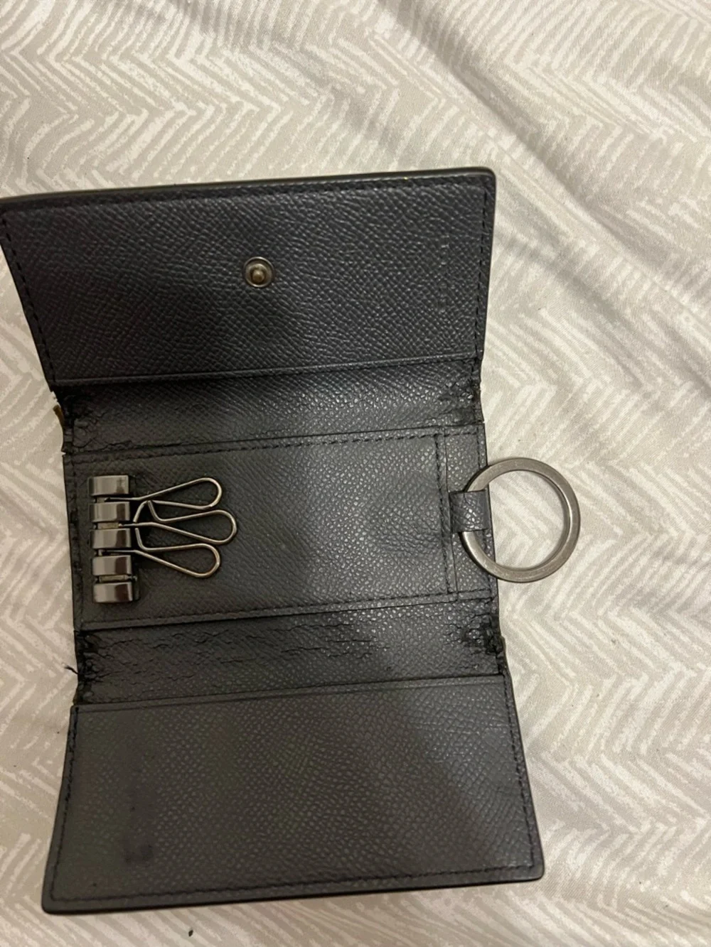Vintage Coach Black Pebbled Leather Key Holder Wallet